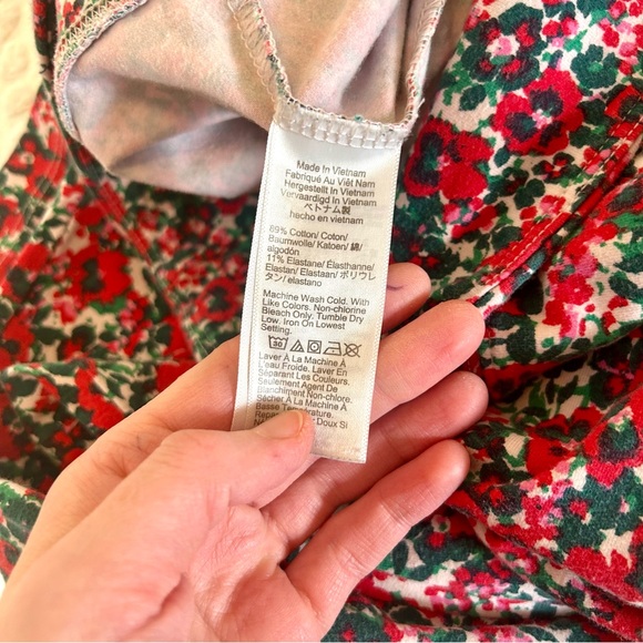 J. Crew Women’s Red and Green Floral Cotton Full Length Leggings Sz M - Picture 6 of 8